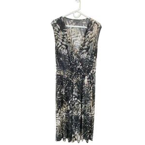 Connected Apparel  Jumpsuit Womens Wide Leg V-Neck Neutral Tropical Stretch 20W